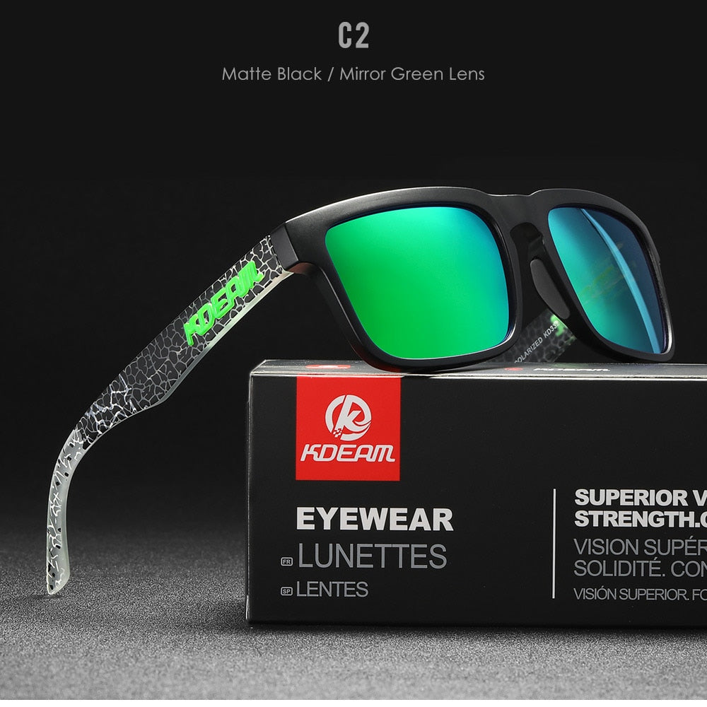 FS Bold Collection Shades | Kdeam Polarized Sunglasses | Matte Black | Mirror Green Lens | Sunglasses | Polarized Sunglasses | Glasses | Shades | Funky Sunglasses | Cheap Sunglasses | Cheap Polarized Sunglasses | Funky Shades | Funky Shadez